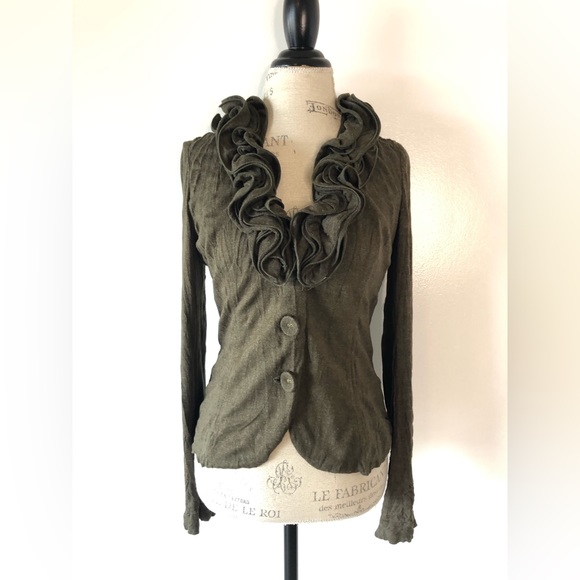 Vintage Alberto Makali Ruffle Collared Cardigan Sweater 8 - Picture 11 of 11